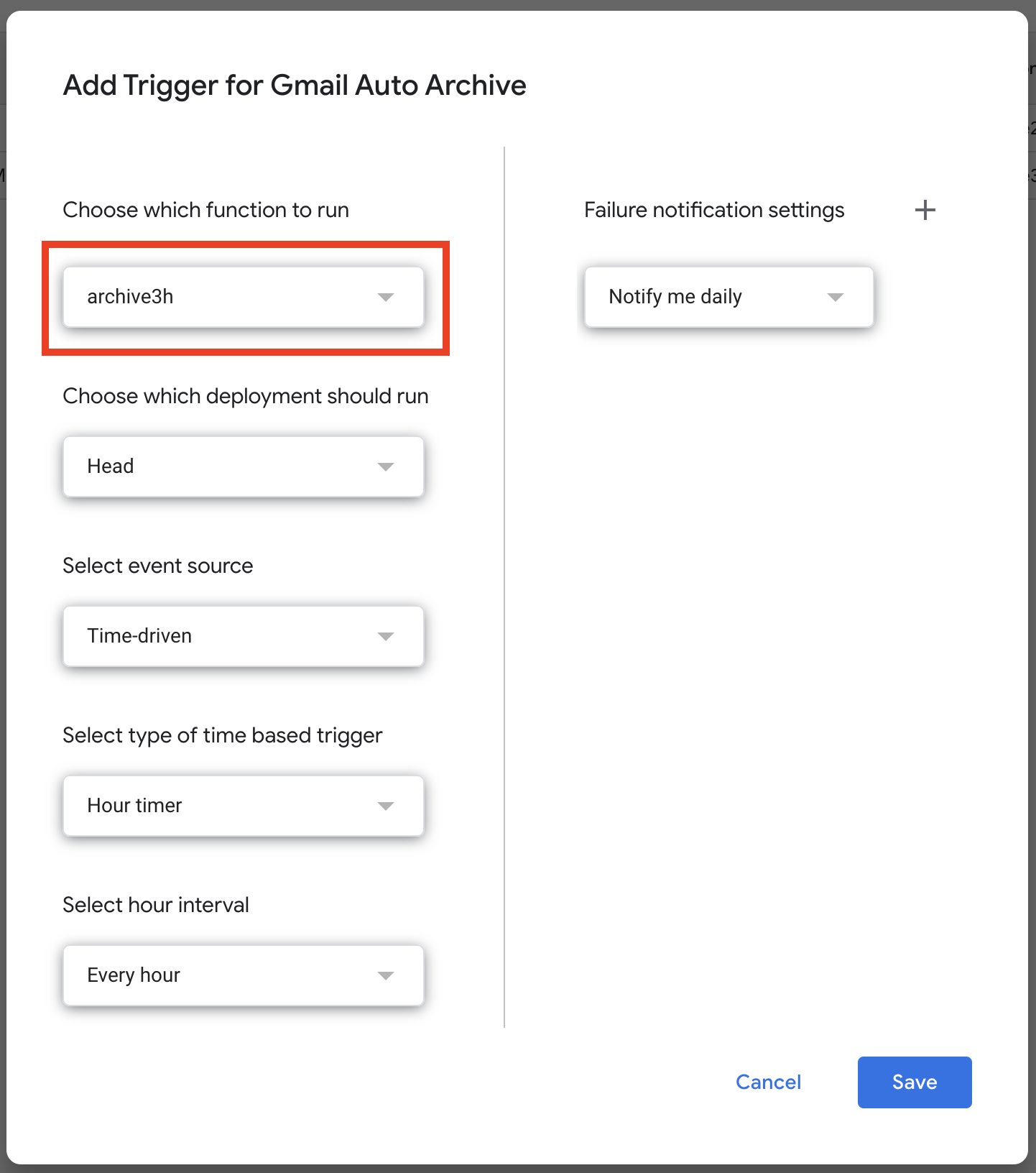 “Screenshot of trigger config.”